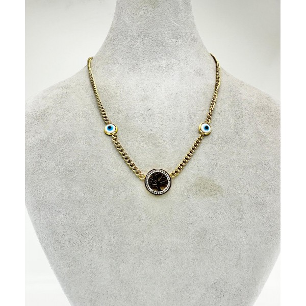 Bronz Ağaç Desenli Nazar Boncuklu